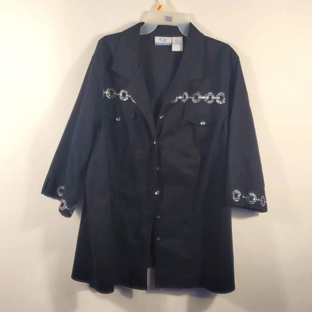 Club Z Black Denim Studded Jacket - Plus Size 3XL - Edgy Rocker Vibe​